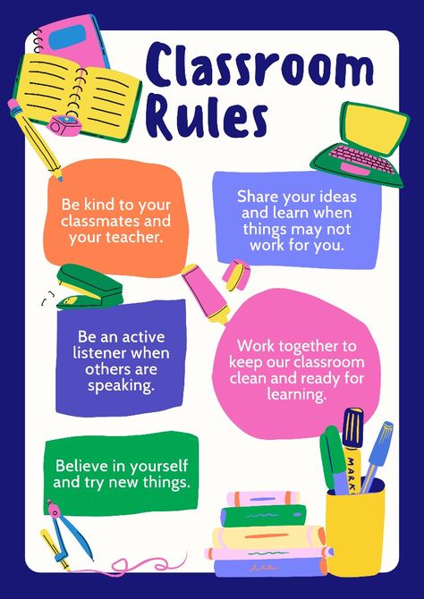 Classroom Prayer, Teaching Classroom Rules, Preschool Classroom Rules, School Poster Ideas, Class Rules Poster, Positive Classroom Environment, Classroom Rules Poster, Rules Poster, Education Poster Design