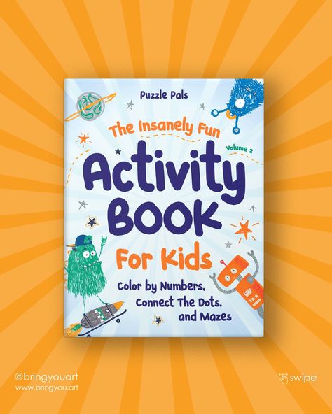 The Insanely Fun Activity Books For Kids - Book Cover Design Canva Book Cover Design, Puzzle Book Cover Design, Kids Book Cover Design Ideas, School Book Cover Design, Study Book Cover, Cover Book Design Ideas, Children's Book Cover Design, Kids Book Cover Design, Story Book Cover Design