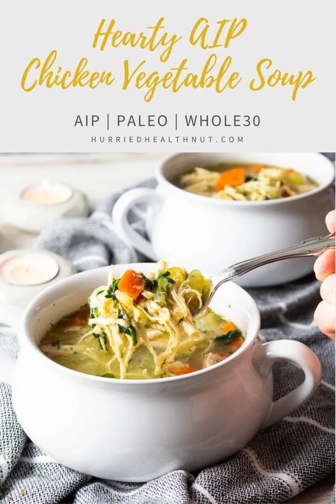 Easy Paleo Soup Recipes, Whole30 Chicken Noodle Soup, Aip Fall Soups, Autoimmune Soup Recipes, Aip Chicken Recipes Autoimmune Paleo, Aip Chicken Noodle Soup, Aip Chicken Stew, Aip Chicken Soup Recipes, Aip Soup Recipes Crockpot