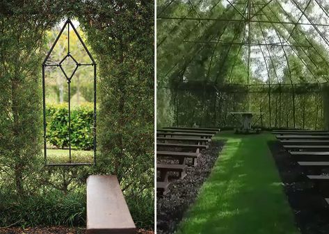 A 100-Seat Church Constructed From Living Trees in New Zealand by Barry Cox | Colossal New Zealand Wedding Venues, Labyrinth Walk, Living Architecture, Prayer Garden, New Zealand Wedding, Country Churches, Rock Garden Design, Live Tree, Deco Nature