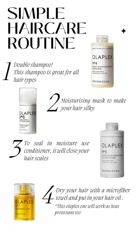 This is a great routine for beginners.  #OlaplexHairCareRoutine  Links for all the products that are shown in this post:  1. Shampoo:  https://tidd.ly/3UrK1fp 2. Mask:  https://tidd.ly/3QB6i9p 3. Conditioner:  https://tidd.ly/44tJK04 4. Hair Oil: https://tidd.ly/3Uw72xR  *Also you can find these product links in my bio Beginner Hair Care Routine, Hair Care Routine For Fine Hair, Long Hair Care Routine, Straight Hair Tips, Supermodel Hair, Healthy Hair Routine, Curly Hair Care Routine, Haircare Routine, Hair Care Products Professional