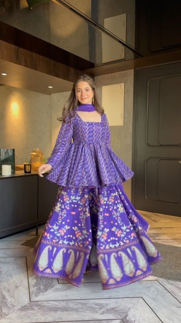 Full Sleeve Dress Designs, Full Sleeves Suit Designs, Latest Trending Dresses For Women, Trending Suits Women Indian, Purple Ethnic Wear, Indian Suit For Women, Purple Dress Design, Purple Indian Dress, Idaho Clothing