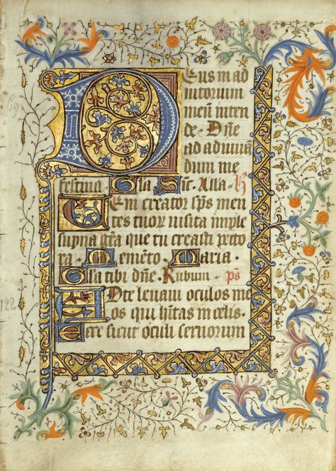 SOTW CH3 - Leaves from two illuminated manuscript Books of Hours, on vellum [French Flanders and Delft, fifteenth century] | lot | Sotheby's Gothic Manuscript, Illuminated Lettering, Medieval Font, Medieval Illumination, Medieval Artwork, Illustrated Manuscript, Medieval Books, Medieval Aesthetic, Illumination Art