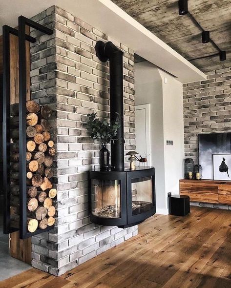 Wood burning stove Indoor Wood Burning Fireplace, Wood Burning Stoves Living Room, Wood Stove Fireplace, Indoor Fireplace, Home Fireplace, Wood Burner, Into The Wood, Fireplace Design, Wood Burning Stove