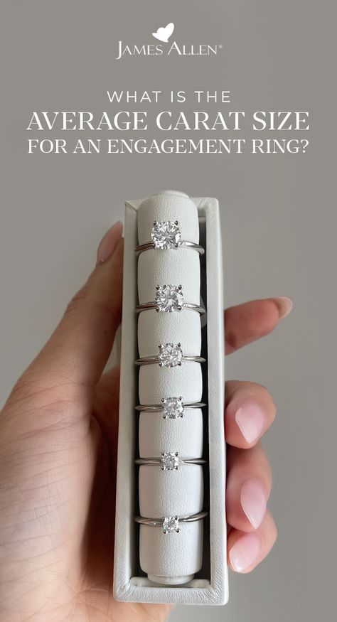 Let's talk averages. 📏 While there's an average #carat size for an #engagement ring, what's the right size for you? 💍 Read on for a few tips to help you choose the best carat size for your budget, finger size and personal preference. Engagement Rings Clarity Chart, Size Of Carats Diamonds, .75 Carrot Diamond Ring, Karat Diamond Size Chart, Moissanite Carat Size Chart, Wedding Ring Carat Size, Diamond Rings Not For Engagement, Past Present Future Ring Set, Engagement Ring Sizes On Hand