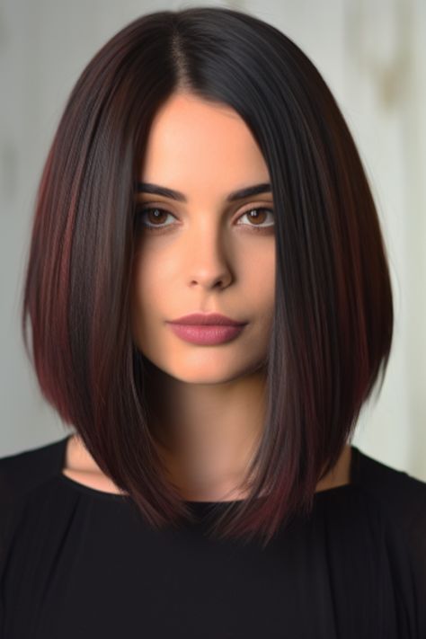 If you’re someone who loves daring hairstyles then the edgy lob with a razor-sharp A-line is perfect for you. The sharp angles create a fashionable look that works exceptionally well for thick hair. Click here to check out more stunning lob haircuts (Long Bob) for right now. A Line Long Haircut, Lopsided Bob, Edgy Lob, Long A Line Bob, Bob Thick Hair, Long Angled Bob Hairstyles, A Line Haircut, Haircuts Long, Lob Haircuts