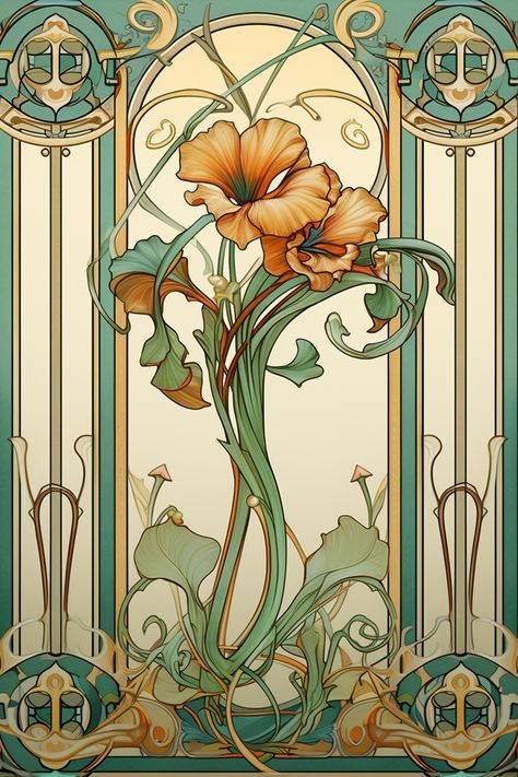 Art Nouveau Style Flower Panels designed by Shawn Briggs. Connect with them on Dribbble; the global community for designers and creative professionals. 1960s Art Nouveau, Modern Art Style, Art Nuevo Flowers, Austrian Flowers, Nouveau Flowers, Art Nouveau Designs, Art Nouveau Botanical, Art Nouveau Marigold, Different Illustration Styles