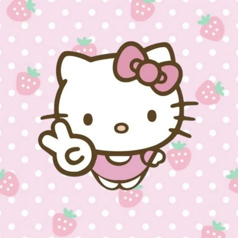 #kawaii #hellokitty #strawberry #pink Sanrio Strawberry Icon, Strawberry Hello Kitty Widget, Strawberry Profile Picture, Strawberry Pfps, Hello Kitty Icons Pink, Hello Kitty Fresa, Hello Kitty Pink Aesthetic, Strawberry Widget, Strawberry Pfp