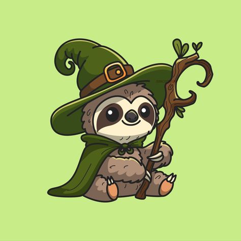 🦥✨ Meet the slowest, yet wisest wizard in the enchanted forest! This sloth’s magic may take its time, but it’s always worth the wait. #illustration #art #drawing #digitalart #artwork #illustrator #artistsoninstagram #instaart #graphicdesign #artoftheday #digitalillustration #digitaldrawing #mascot #nft #wizzard #harrypotter #magic #design #tshirtdesign #slothlove #sloth #logocartoon Sloth Painting Ideas, Easy Sloth Drawing, Sloth Character Design, Cute Sloth Drawing, Sloth Doodle, Sloth Character, Sloth Illustration, Sloth Drawing, Cartoon Sloth