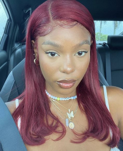 Red Hair Dye Black Women Natural, Dark Wine Hair Color Black Women, Wine Hair Black Women, Deep Red Hair Black Women, Wine Dyed Natural Hair, Dark Burgundy Hair Color On Black Women, Cherry Red Curly Hair Black Women, Burgundy Dyed Hair Black Women, Cherry Red Hair On Black Women