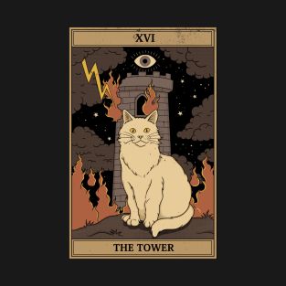 Cat Tarot Cards, Tower Tarot Card, The Tower Tarot Card, Tarot Cards Art Illustration, Tarot Tapestry, Cat Wall Hanging, The Tower Tarot, Walpapers Cute, Witchy Wallpaper