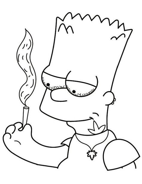 Cartoon Characters High Drawings Easy, Smoker Coloring Pages, Basic Outline Drawings, Cartoon Characters High Drawings, The Simpsons Coloring Pages, Kaws Coloring Pages, The Simpsons Drawings, Cartoon Art Tattoo, Zaza Drawings