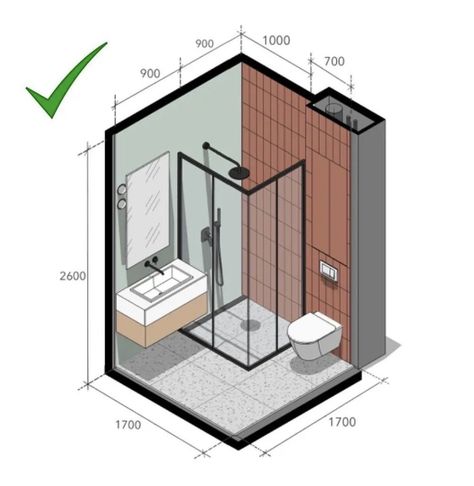 2m X 2m Bathroom, Corner Toilet Bathroom Layout, Very Small Bathroom Ideas Modern, Super Small Bathroom Ideas, Small Washroom Design, Narrow Bathroom Designs, Small Bathroom Plans, Small Apartment Building Design, Tub Bathroom Remodel