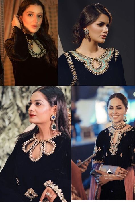 Pakistani Dress Neck Designs Latest, Velvet Kurti Designs Latest, Neck Designs For Velvet Kurtis, Velvet Latest Design, Valvet Suite Design Indian, Velvet Kurti Neck Designs, Neck Design For Velvet Suit, Velvet Suit Back Neck Design, Printed Velvet Dress Designs Pakistani