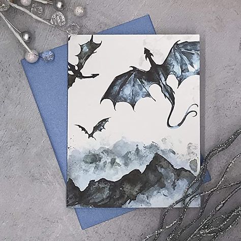 Note Card Gifts, Fantasy Paintings, Dragon Artwork, Watercolor Art Lessons, Dragon Drawing, Cards Birthday, Painting Art Projects, Dragon Art, Watercolor Artwork