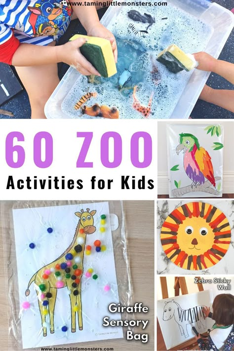 61 Fabulous Zoo Activities for Kids. fun zoo themed play ideas for toddlers and preschoolers. #zoo #wildanimals #toddler #preschool #kindergarten Zoo Animals Crafts For Preschoolers, Animal Habitat Art Preschool, Zoo Provocations, Savannah Animals Preschool, Zoo Week Preschool Activities, Put Me In The Zoo Craft, Zoo Animals Activities For Toddlers, Preschool Jungle Activities, Zoo Art For Toddlers