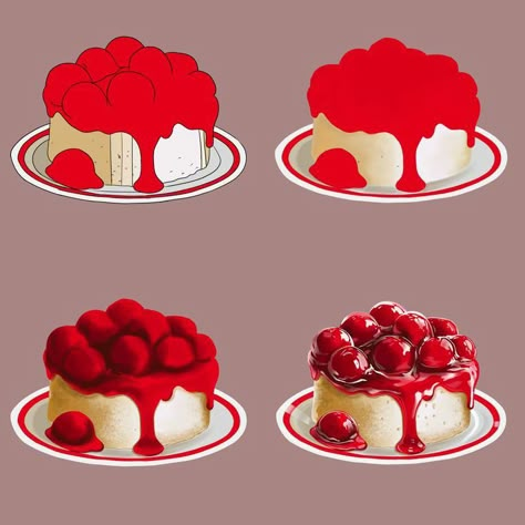 How To Draw Food Digital Art, How To Draw Food Step By Step, Food Illustration Tutorial, Basic Digital Art, Food Drawing Tutorial, Cake Digital Art, Cheesecake Tutorial, Digital Art Lessons, Drawing Basics