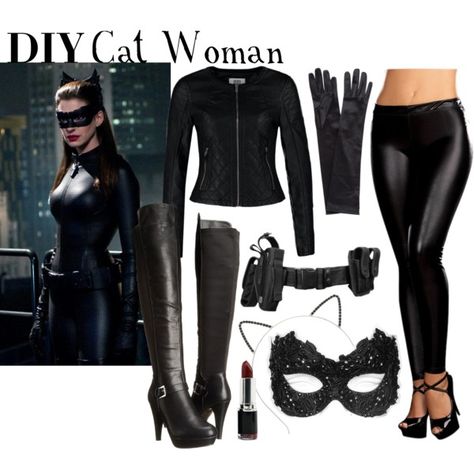 DIY Cat Woman Costume by ayemyree on Polyvore featuring Vero Moda, Buy Seasons, Masquerade, Madden Girl, John Lewis and Makebelieve Homemade Cat Costume, Catwoman Halloween, Catwoman Halloween Costume, Catwoman Costume, Chat Diy, Catwoman Cosplay, Woman Costume, Holloween Costume, Cat Woman