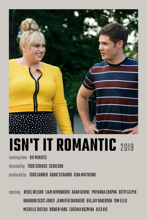 Isn't It Romantic Movie Poster Movies Ideas, Jennifer Saunders, Adam Devine, Isn't It Romantic, Christmas Eve Party, Amazing Movies, Women In Film, Movie Journal, Girly Movies