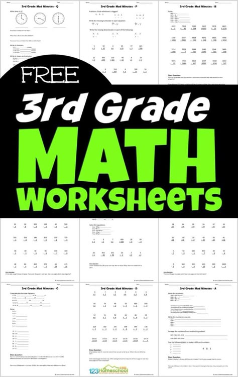 Free Printable 3rd Grade Math Worksheets - Make learning third grade math fun with these free math worksheets to download, print, and practice addition, subtraction, multiplication, division, telling time, word problems, and more! Perfect for extra practice, summer learning, homeschoolers, parents, and more! Homeschool Math 3rd Grade, Math Facts 3rd Grade, 3rd Grade Math Assessment Free, 3rd Grade Independent Work, Third Grade Math Word Problems, Free 3rd Grade Worksheets, 3rd Grade Prep Worksheets, Homework For 3rd Grade, 3rd Grade Math Coloring Worksheets