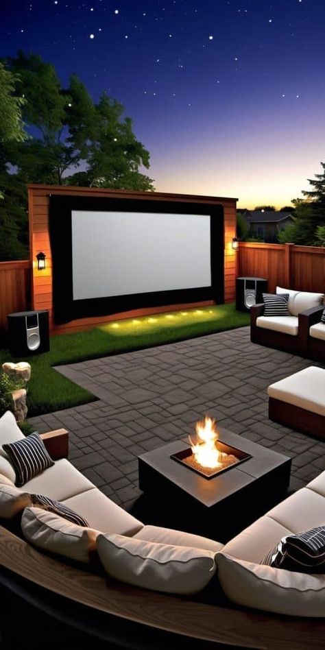 22 Inspirational Modern Patio Ideas for Your Backyard Retreat - Peak Patio Life Outdoor Remodel Ideas, Outdoor Living Design Patio, Backyard Living Ideas, Outdoor Entertainment Patio Ideas, Modern Patio Design Ideas, Amazing Backyards For Entertaining, Outdoor Cinema Backyard, Backyard With Playground, Backyard Patio Designs With Hot Tub