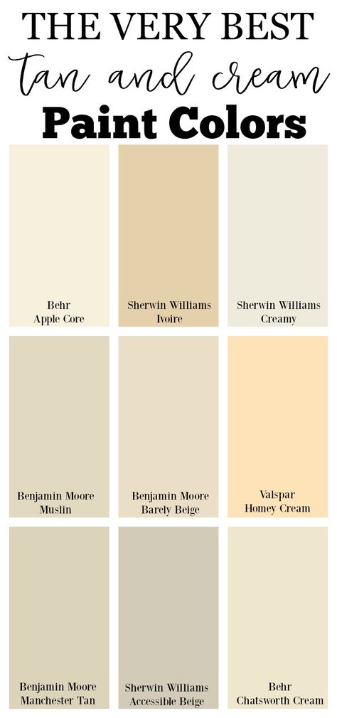 Creme Paint Colors Sherwin Williams, Cream Colour Wall Paint, Creamy Tan Paint Colors, Creamy Neutral Paint Colors, Tan Paint Colors, Cream Paint Colors, Bedroom Paint Color, Best Neutral Paint Colors, Cream Bedrooms