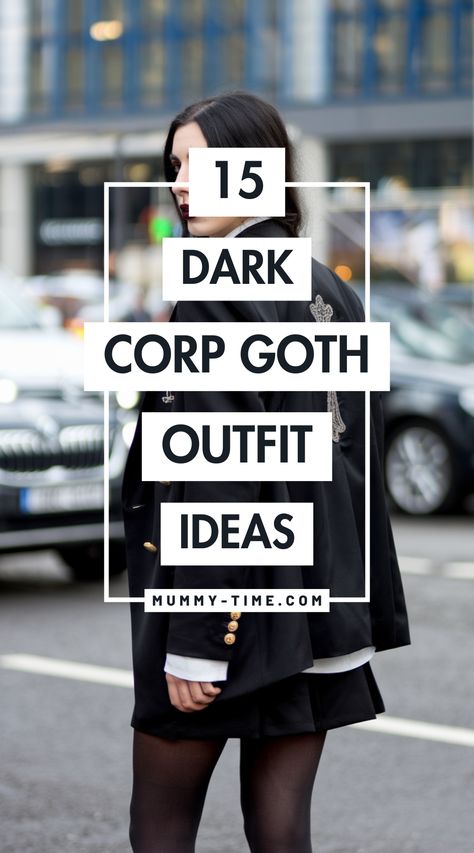 Transform your work attire with Corp Goth styles that don’t compromise on professionalism. Discover outfit ideas featuring dark colors, textured fabrics, and bold accessories for a striking office look. Ready to stand out? Save this pin for future outfit inspiration! Beige Goth Aesthetic, Professional Emo Outfits, Goth Women Outfits, Colorful Goth Outfits, Dark Style Outfits, Grunge Work Outfit Corporate Goth, Classic Goth Outfits, Goth Glam Outfits, Corp Goth Outfits