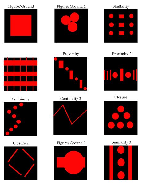 Gestalt Principles Hierarchy Illustration, Gestalt Laws, Psychology Infographic, Gestalt Principles, Graphic Design Activities, Illustration Tips, Graphic Composition, Basic Design Principles, Circle Square Triangle