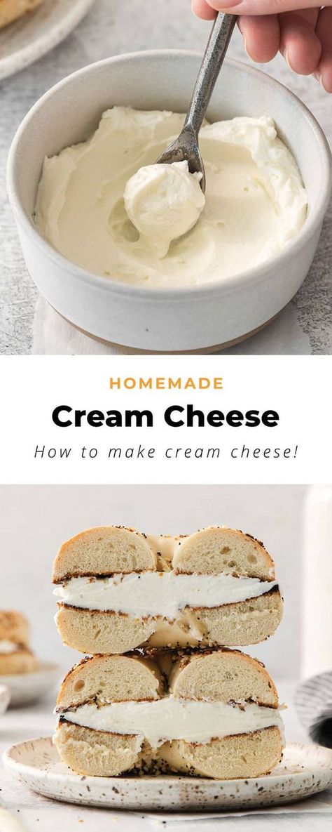 Making homemade cream cheese is easier than you think! Follow our step-by-step how to make cream cheese tutorial and enjoy your own cream cheese in no time at all. Natural Cheese Making, Homemade American Cheese, Dairy Free Cream Cheese Recipe, Make Your Own Cheese, What Can I Make With Heavy Cream, Homemade Parmesan Cheese, Homemade Flavored Cream Cheese, Cheese Making For Beginners, Homemade Cheese Spread