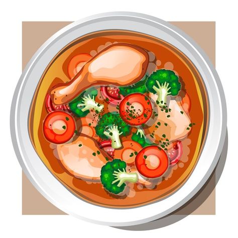 Soup Drawing Food Illustrations, Meal Drawing, Soup Drawing, Soup Illustration, Soup Carrot, Infographic Food, Soup Art, Sup Ayam, Cooking Icon