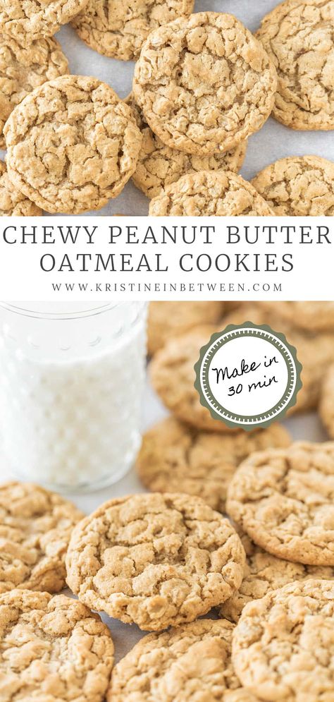 These chewy peanut butter oatmeal cookies are the perfect blend of nutty goodness and wholesome comfort. They'll become your favorite cookie. Chewy Peanut Butter Oatmeal Cookies, Unhealthy Recipes, Butter Oatmeal Cookies, Oatmeal Raisin Cookies Chewy, Healthy Oatmeal Cookies, Best Christmas Cookie Recipe, Chewy Peanut Butter Cookies, Easy Oatmeal, Peanut Butter Oatmeal Cookies