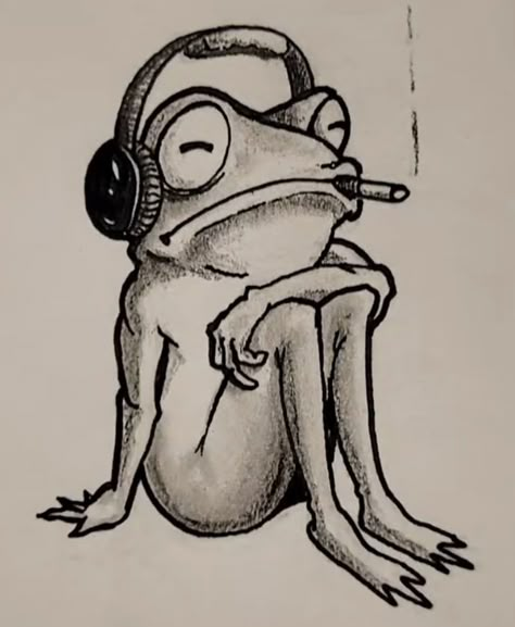 Frog Skeleton Drawing, Angry Frog Drawing, Frog Head Drawing, Silly Frog Drawings, Cartoon Frog Tattoo, Drawing Ideas Frogs, Funny Frog Drawings, Drawing Of Frog, Drawings Of Frogs