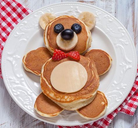 Cute Pancakes, Pancake Face, Bear Pancakes, Cute Breakfast Ideas, Fun Pancakes, Funny Breakfast, Pancake Designs, Kids Pancakes, Mom Breakfast