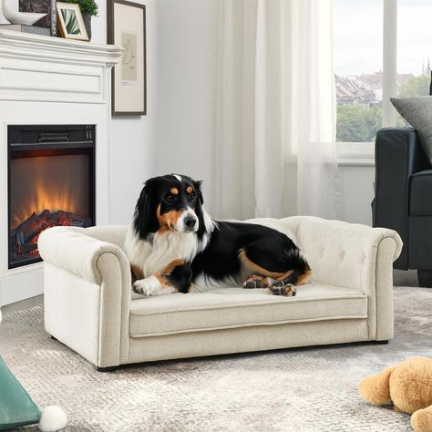 Pet Sofa, Made Sponge and Highly Breathable Linen, Suitable Pet Sofas, Dog Sofas, Dog Beds, Cat Beds, Cat Sofas for Medium-Sized Dogs (beige) Raised Pet Bed, Dog Couch Bed, Elevated Dog Bed, Dog Couch, Pet Sofa Bed, Pet Couches, Modern Sofa Bed, Dog Sofa Bed, Pet Sofa