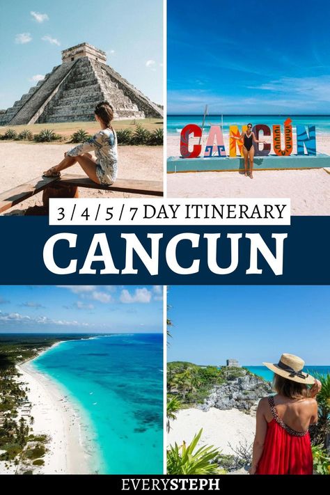 Are you planning your Cancun itinerary? You’re in luck, because you’ve just found the ultimate itinerary guide to the destination, whether you’re staying there for 3, 4, 5, or 7 days. Start with a 3 day Cancun itinerary and add on days from there (or swap out days to fit your needs). | 4 day itinerary cancun | 5 day itinerary cancun | 7 day itinerary cancun | one week cancun itinerary | cancun mexico itinerary | cancun itinerary 3 days | cancun vacation itinerary | 1 week cancun itinerary Cancun Itinerary 3 Days, Cancun Mexico Itinerary, Cancun Itinerary, Cancun Excursions, Cancun Honeymoon, Cancun Travel Guide, Downtown Cancun, Things To Do In Cancun, Cancun Travel