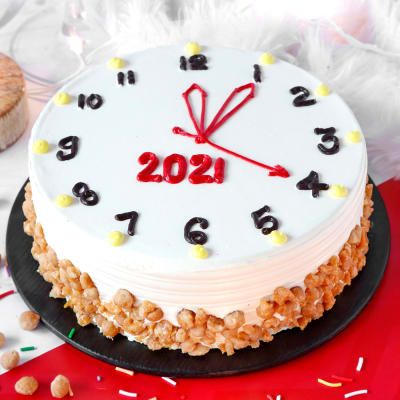 Happy new year cake designs 2021 pics Simple New Year Cake Design, New Years Cakes, New Year Cake Designs, New Years Desserts, New Year Cake Decoration, Happy New Year Cake, New Year Cakes, New Year Clock, Flower Cake Design