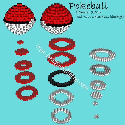 3D Pokeball Free Perler Bead Pattern Hama Beads 3d, Pokemon Bead, Pokemon Perler, Perler Creations, Pokemon Perler Beads, Pokemon Ball, 3d Perler Bead, Art Perle, Hama Beads Design