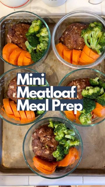 KRISTA POOL | stayfitmom.com on Instagram: "Here’s another simple #mealprep idea for you! Find this in MyFitnessPal by searching: Stay Fit Mom Mini Meatloaf. Here’s the recipe below! Meatloaf Ingredients: 2 pounds ground beef (90/10) 1.5 cups diced onions 1 large egg 1/4 cup oat flour 1/2 cup tomato sauce 1 T. Italian seasoning 1/8 t. paprika Salt & pepper Sides: 20 oz. baked sweet potatoes 10 oz. steamed broccoli Instructions: 1. Combine all meatloaf ingredients well. Shape into 5 mini lo Individual Casserole Dish Recipes, Mini Meatloaf Meal Prep, Individual Meal Prep Ideas, Meal Prep Meatloaf, Stayfitmom Meal Prep, Glass Bowl Oven Meal Prep, Single Serving Meal Prep, Pyrex Meal Prep, Krista Pool Stay Fit Mom