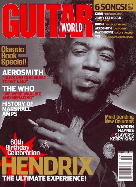 guitar magazine cover - jimi hendrix Rock Magazine Cover, Front Cover Magazine, Iconic Magazine Covers, Magazine Examples, Magazine Cover Page, Rock Magazine, Marshall Amps, David Bowie Ziggy, Music Soul