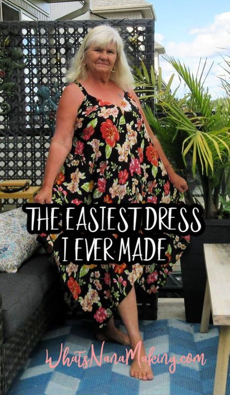 Easy Sew Maxi Dress, Easy Sundress Sewing Pattern, Easy Diy Summer Dress, Simple Sundress Pattern Free, Easiest Dress To Sew, Easy Diy Dresses For Women, Summer Dresses To Sew, Simple Dress Pattern Free Summer, Boho Dress Patterns Free