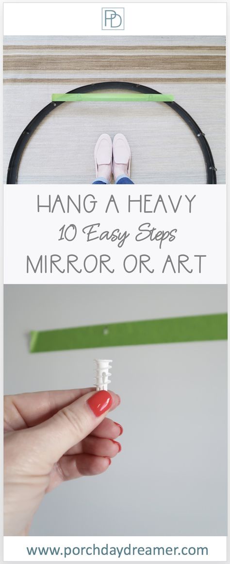 Hanging Heavy Mirror, Hanging Heavy Pictures, Porch Daydreamer, Mirror Hack, Outdoor Lighting Design, Circle Mirror, Frameless Mirror, How To Hang, Outdoor Light Fixtures