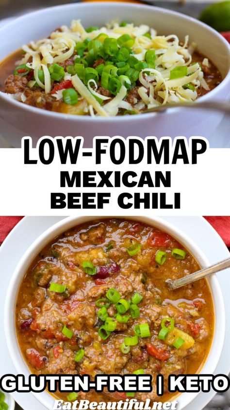 Lowfodmap Chili, Fodmap Chili, Keto Chili Recipes, Low Fodmap Keto, Chili Gluten Free, Chili Keto, Lentil Chili Recipe, Mexican Lunch, Gluten Free Dairy Free Dinner