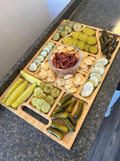 Pickle Charcuterie, Pickle Charcuterie Board, Pickle Board, Pickle Platter, Charcuterie Party, Charcuterie Inspiration, Kitchen Fun, Relish Trays, Snack Board