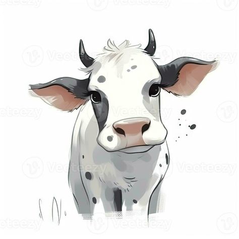 Minimalist Digital Drawing of a Cute Cow on White Background Cute Cow Drawing, White Background Drawing, Dnd Animals, Skin Color Chart, Cow Pics, Milk Logo, Cow Sketch, Cow Tattoo, Me Stickers