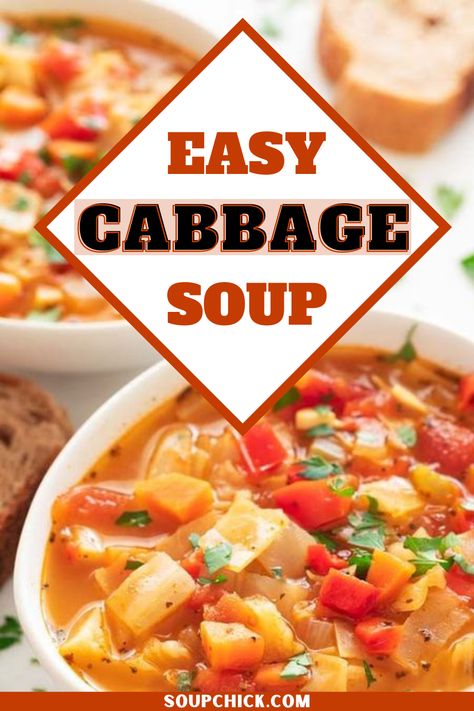 Easy Cabbage Soup Easy Cabbage Soup Simple, Cabbage Recipe Soup, Big Boy Cabbage Soup Recipe, Easy Cabbage Soup Recipe, Simple Cabbage Soup, Creamy Cabbage Soup, Easy Cabbage Soup, Soup Quick, Cabbage Soup Diet Recipe