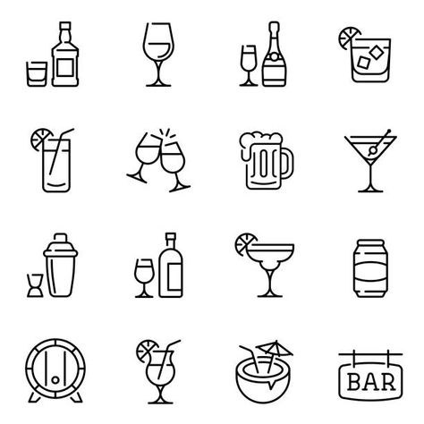 Top Cocktail Stock Vectors, Illustrations & Clip Art - iStock | Cocktail party, Cocktail shaker, Cocktail glass Alcohol Tattoo Ideas, Drinking Tattoos, Alcohol Tattoo, Drink Tattoo, Bar Drawing, Beer Drawing, Minimalist Cocktail, Wine Tattoo, Beer Tattoos