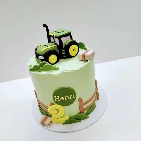 Tractor Cake 2nd Birthday, Tractor Farm Cake, Tractor Cake For Men, Tractor Cakes For Boys, Birthday Cake Tractor, Cake Tractor, Tractor Birthday Cake, 2nd Birthday Cake Boy, Tractor Cakes