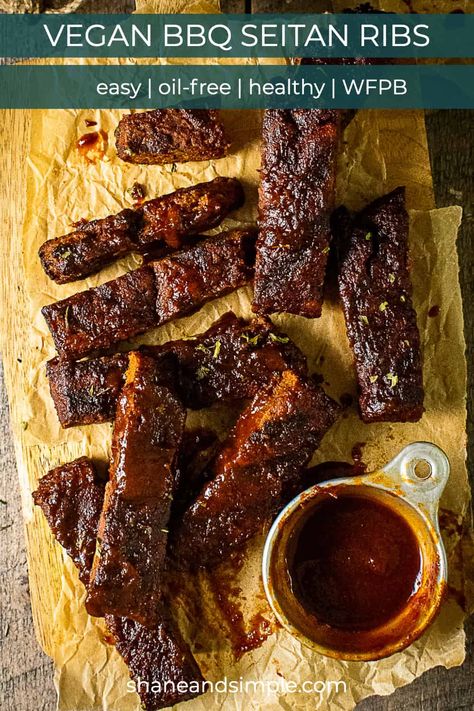 Easy Vegan BBQ Seitan Ribs - Shane & Simple Vegan Seitan Ribs, Easy Seitan Recipes Vegan, Best Seitan Recipes, Bbq Vegan Recipes, Vegan Seitan Recipes, Seitan Recipes Vegan, Vegetarian Ribs, Vegan Ribs Recipe, Seitan Ribs