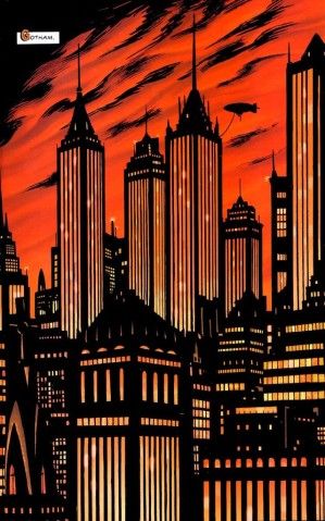 One of many Gotham City skyline shots sure to be pinned to this board. Gotham City Skyline, Dark Deco, City Skyline Silhouette, City Tattoo, Graphisches Design, Skyline Silhouette, City Cartoon, City At Night, City Background