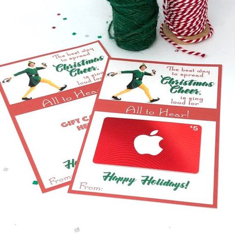 Crack up your friends, teachers, co-workers...everyone on your list, with this silly but useful Elf music gift card holder! And they are an instant download for all you last minute shoppers!  #christmasgiftideas #stockingstuffers #itunesgiftcardholder #el Teacher Christmas Gift Card, Printable Holiday Tags, Gift Card Holder Template, Gift Card Holder Printable, Holiday Gift Card Holders, Christmas Gift Card Holder, Teacher Christmas Gift, Teacher Gift Card, Ticket Card